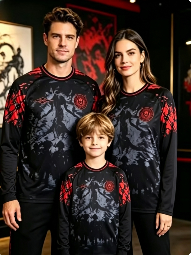 3D Printing Jersey - Czarna koszulka z długim rękawem z