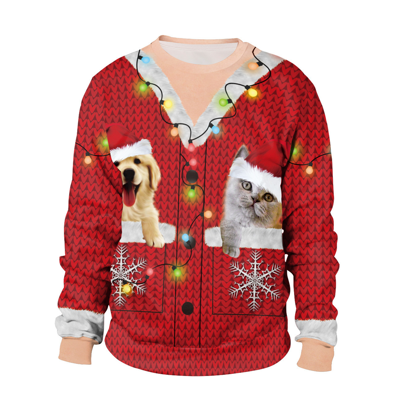 Męska Damska Bluza z Okrągłym  – 3D Printing Xmas recenzja i cena