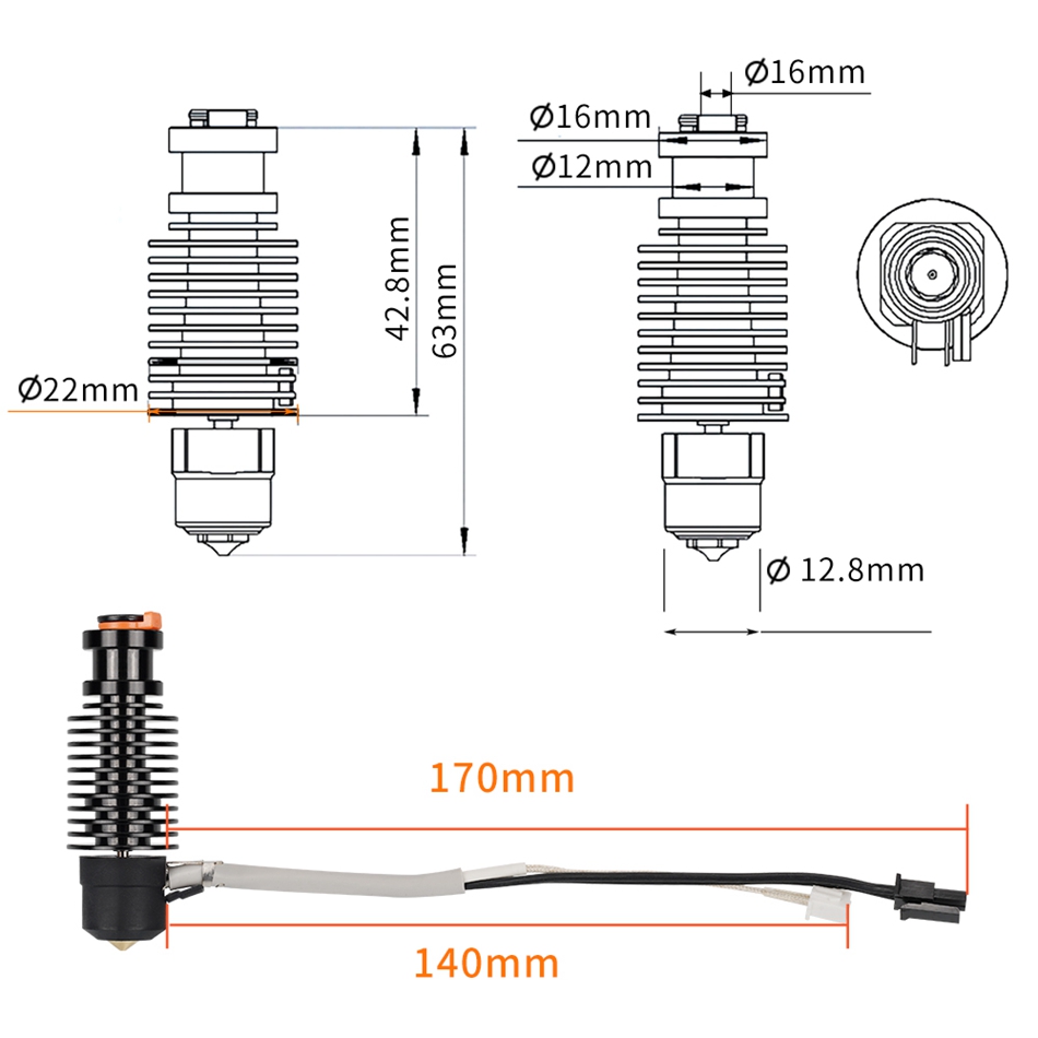 24V E3D V6 Hotend do DDE DDB V – 3D Printing Ender recenzja i cena