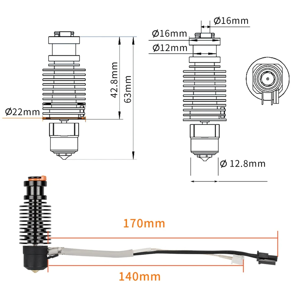 Volcano Hotend E3D V6 24V 50W  – 3D Printing Ender recenzja i cena